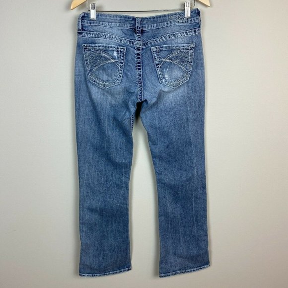 Silver Jeans Eden Low Rise Bootcut Distressed Light Wash Denim Stretch - Picture 5 of 11